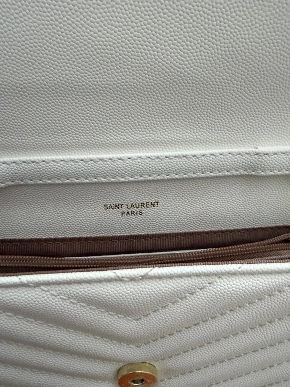 Saint Laurent White Quilted Leather Envelope Chain Bag with Gold Hardware - Picture 5 of 5